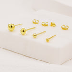 Minimalist Ball Stud Earrings in Sterling Silver, Gold Plated Sterling Silver, Simple Ball Stud, Tiny Ball Stud, 2mm 3mm 4mm 5mm
