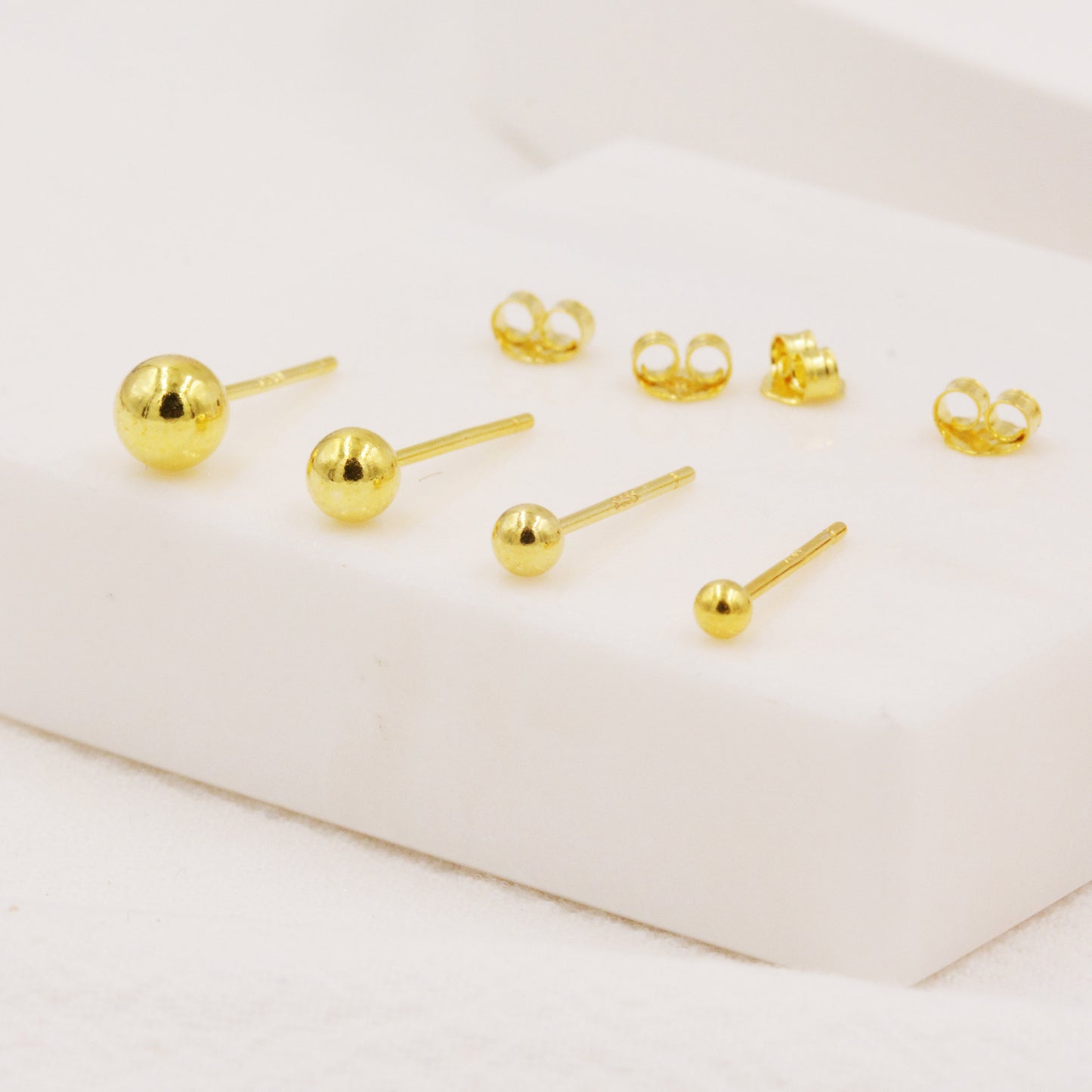 Minimalist Ball Stud Earrings in Sterling Silver, Gold Plated Sterling Silver, Simple Ball Stud, Tiny Ball Stud, 2mm 3mm 4mm 5mm