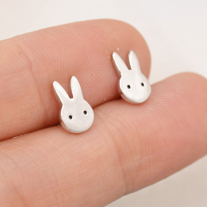 Cute Bunny Earrings in Sterling Silver, Rabbit Stud Earrings, Rabbit Head Earrings, Animal Earrings