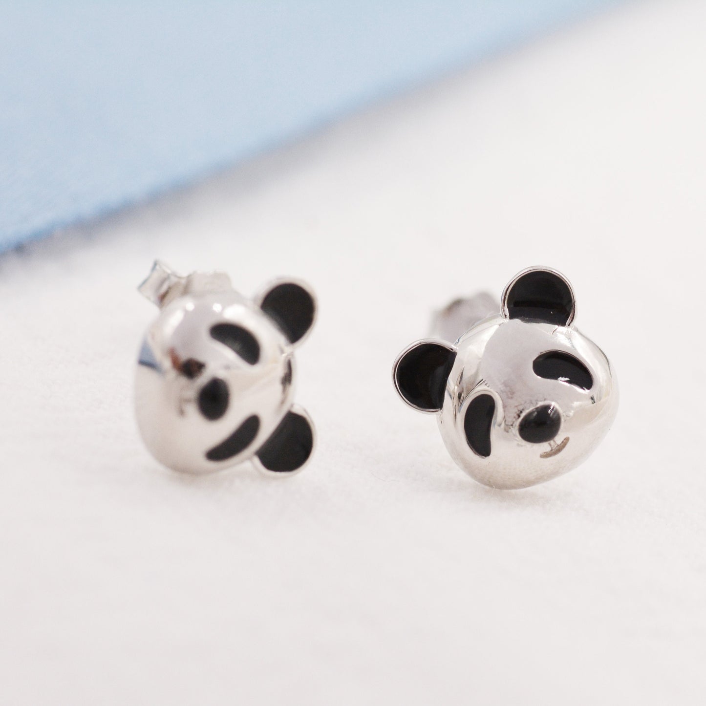 Cute Panda Earrings in Sterling Silver, Panda Bear Stud Earrings, Animal Earrings, Nature Lover