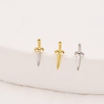 Tiny Little Dagger Sword Stud Earrings in Sterling Silver - Stacking Earrings - Ear Stacks