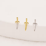 Tiny Little Dagger Sword Stud Earrings in Sterling Silver - Stacking Earrings - Ear Stacks