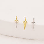 Tiny Little Dagger Sword Stud Earrings in Sterling Silver - Stacking Earrings