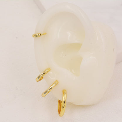 Minimalist Huggie Hoop Earrings in Sterling Silver, 6mm to 18mm Hoops, Various Sizes, Skinny Hoops, Silver or Gold, Simple Hoop Earrings