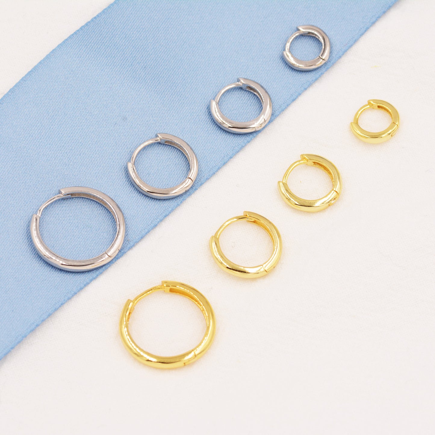 Minimalist Huggie Hoop Earrings in Sterling Silver, 6mm to 18mm Hoops, Various Sizes, Skinny Hoops, Silver or Gold, Simple Hoop Earrings