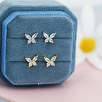 Sterling Silver CZ Butterfly Stud Earrings, Gold or Silver or Rose Gold, Marquise CZ Earrings, Stacking Earrings