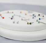 Tiny Birthstone CZ Stud Earrings