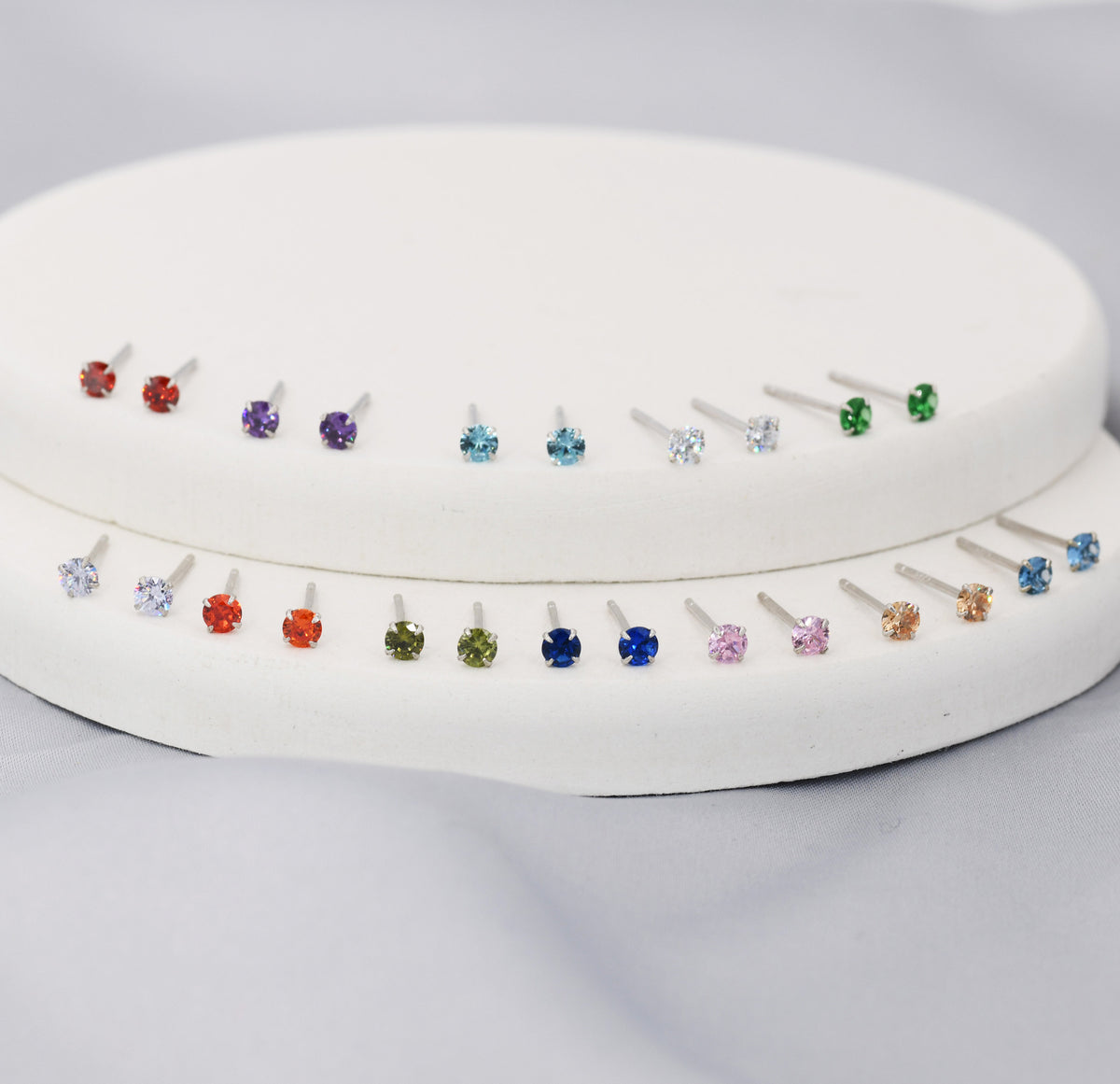 Tiny Birthstone CZ Stud Earrings