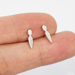 Tiny Carrot Stud Earrings in Sterling Silver, Silver Carrot Earrings, Food Jewellery