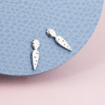 Tiny Carrot Stud Earrings in Sterling Silver, Silver Carrot Earrings, Food Jewellery