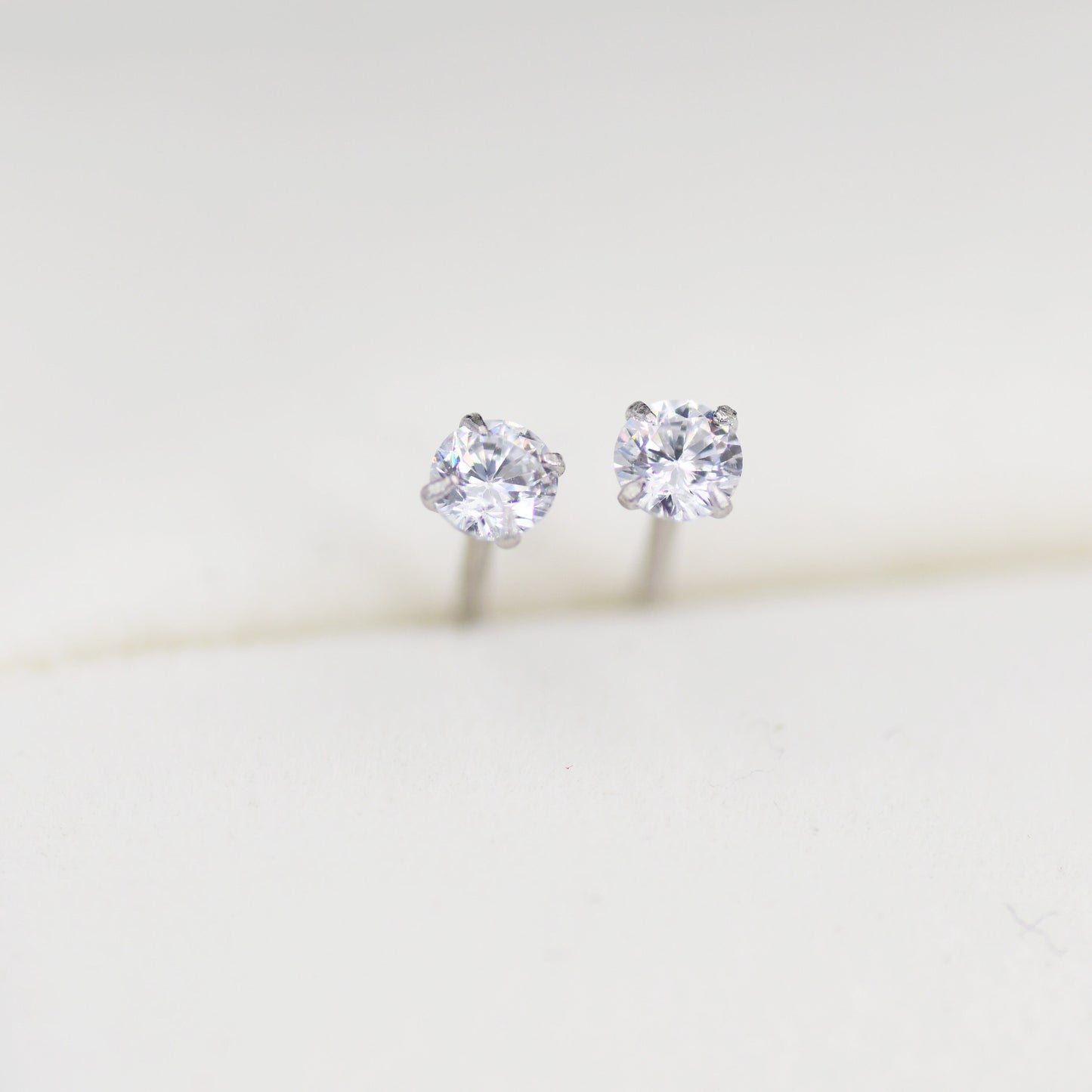 April Birthstone, Diamond Stud Earrings in Sterling Silver, Extra Tiny Crystal Stud, 3mm Birthstone CZ Earrings