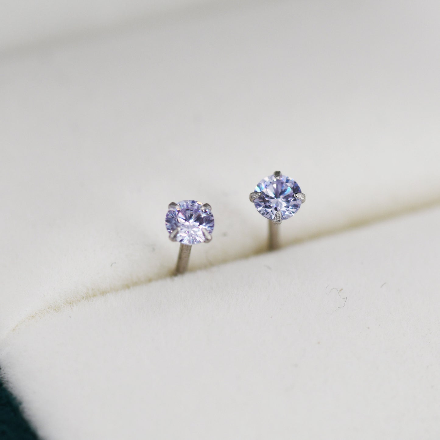 June Birthstone Earrings, Alexandrite Stud Earrings in Sterling Silver, Extra Tiny Crystal Stud, 3mm Birthstone CZ Earrings