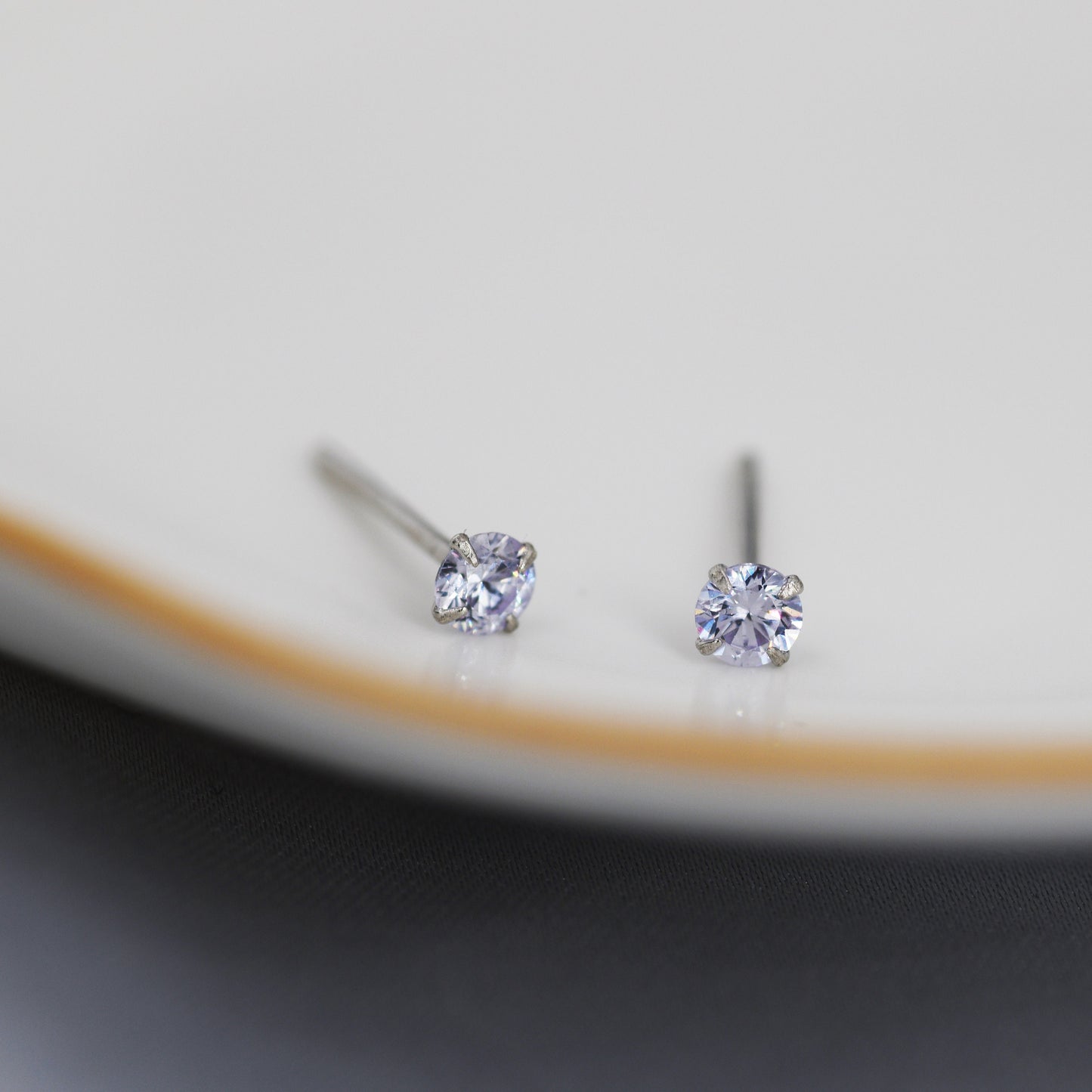 June Birthstone Earrings, Alexandrite Stud Earrings in Sterling Silver, Extra Tiny Crystal Stud, 3mm Birthstone CZ Earrings