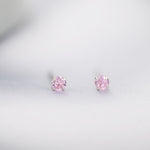 3mm Pink CZ Stud Earrings