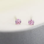 3mm Pink CZ Stud Earrings