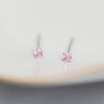 3mm Pink CZ Stud Earrings