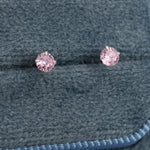 3mm Pink CZ Stud Earrings