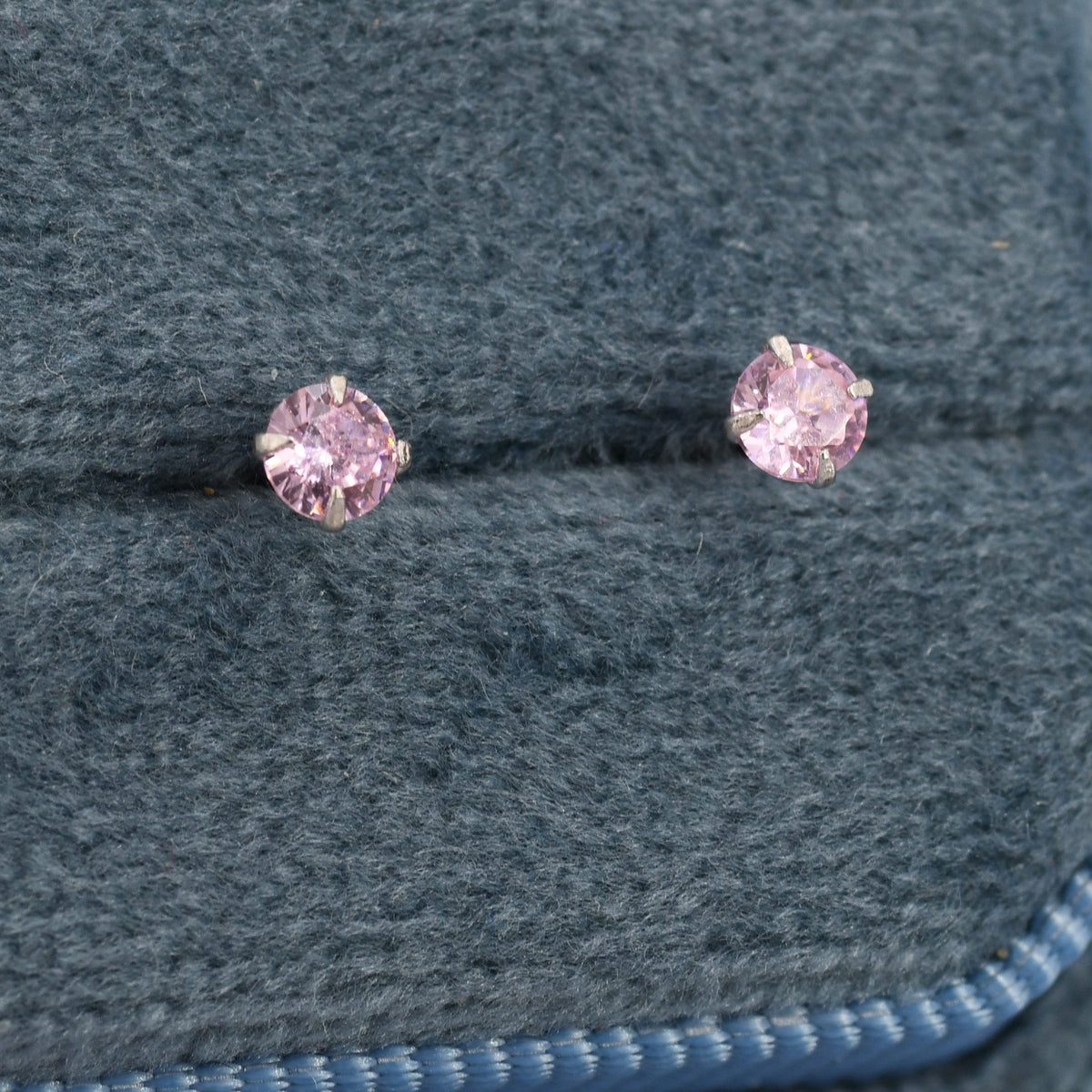 3mm Pink CZ Stud Earrings