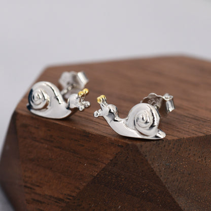 Snail Stud Earrings in Sterling Silver, Cute Snail Earrings, Silver Animal Earrings, Nature Inspired Jewellery