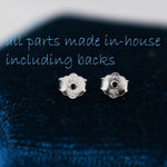 Planet Stud Earrings in Sterling Silver, Two Tone Silver Space Earrings, Saturn Earrings