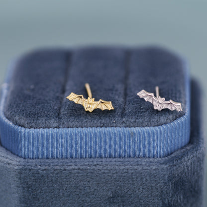 Extra Tiny Bat Stud Earrings in Sterling Silver, Silver or Gold, Stacking Earrings, Animal Earrings