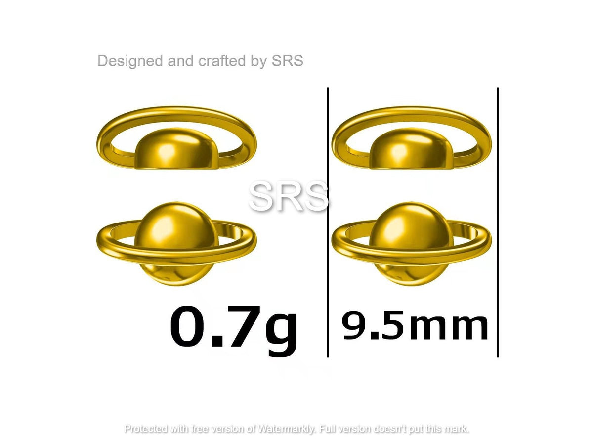 Planet Stud Earrings in Sterling Silver, Two Tone Silver Space Earrings, Saturn Earrings