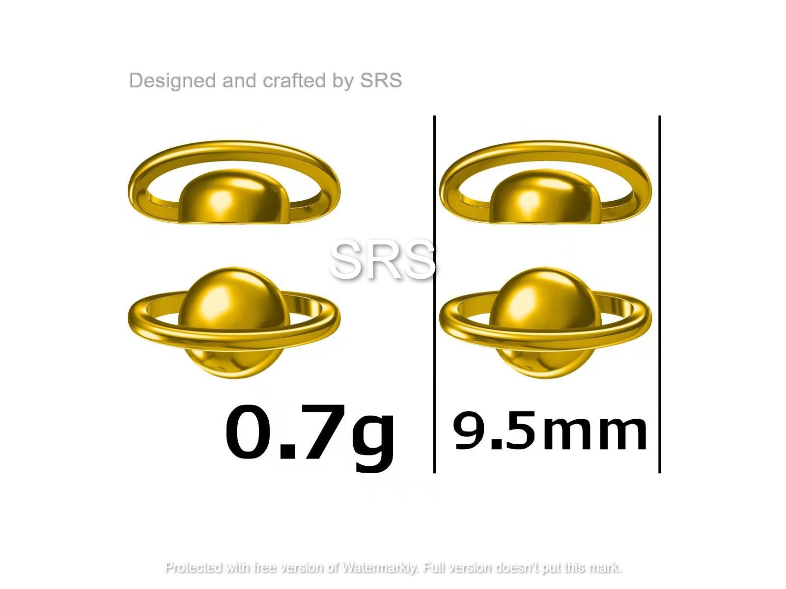 Planet Stud Earrings in Sterling Silver, Two Tone Silver Space Earrings, Saturn Earrings