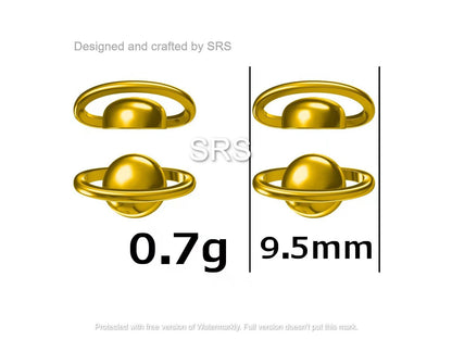 Planet Stud Earrings in Sterling Silver, Two Tone Silver Space Earrings, Saturn Earrings