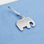 Elephant Drop Hook Earrings in Sterling Silver, Silver Animal Earrings, Nature Inspired Jewellery