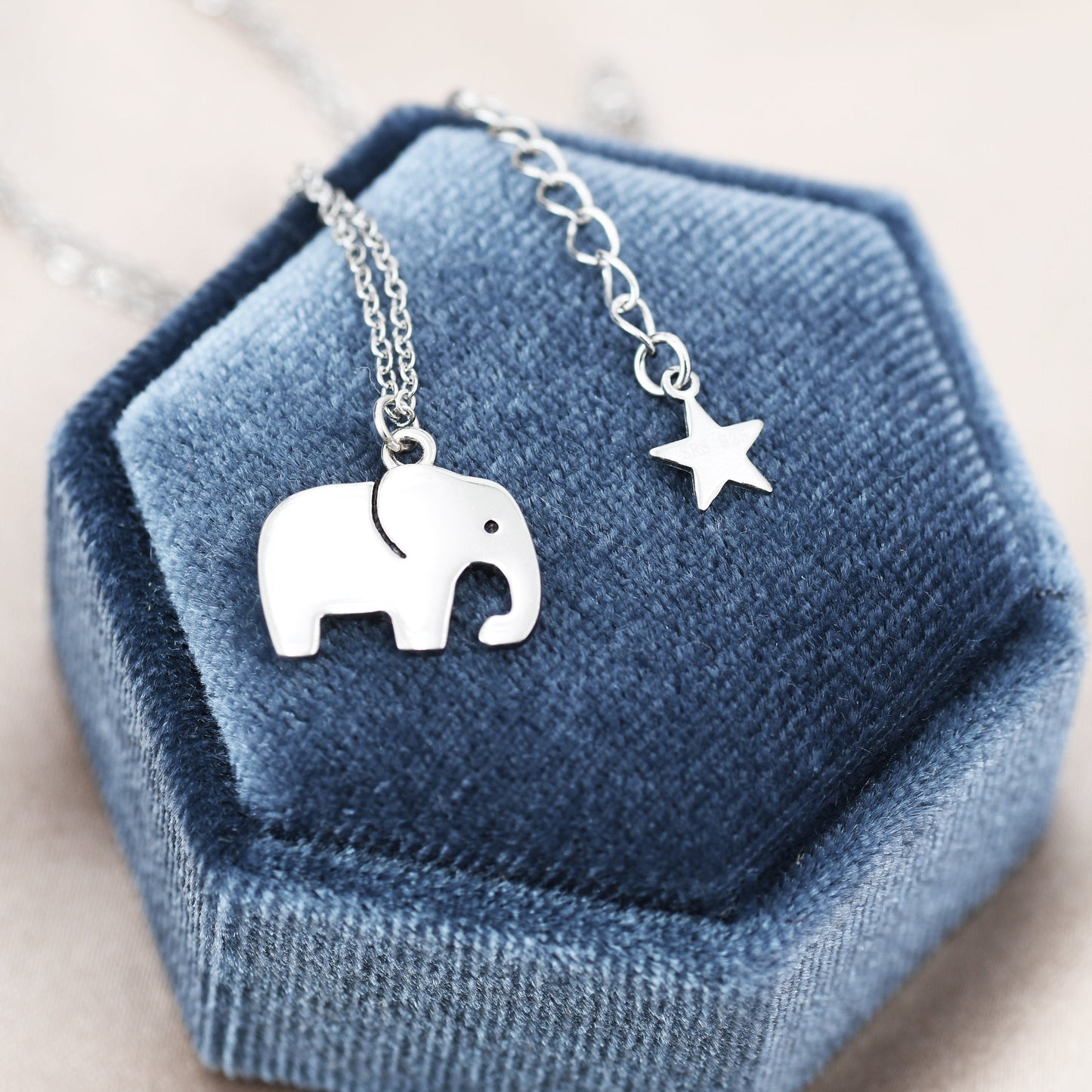 Sterling Silver Cute Elephant Necklace and Dangle Earrings in Sterling Silver, Silver Animal Earrings and Pendant, Nature Inspired Jewellery