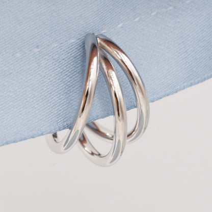 Chunky Triple Hoop Earrings in Sterling Silver, Silver or Gold Finish, Large Hoop Earrings, Chunky but Light Weight