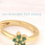Tiny Emerald Green CZ Flower Huggie Hoops, CZ Hoop Earrings, Crystal Flower Huggie Earrings, Emerald Huggie Earrings