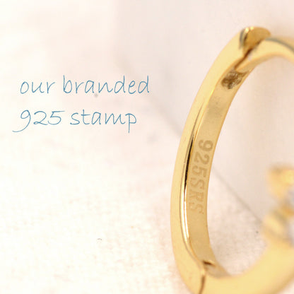 Tiny CZ Flower Huggie Hoops, CZ Hoop Earrings, Crystal Flower Huggie Earrings