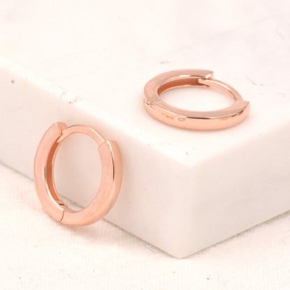 Skinny Huggie Hoops in Sterling Silver, Silver, Gold or Rose Gold,  8.5 mm Hoops, Plain Hoop Earrings 8mm Hoops