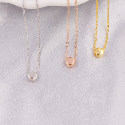 Tiny Dot Pendant Necklace in Sterling Silver, Extra Small Disk Necklace, Silver, Gold and Rose Gold