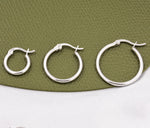 Minimalist Creole Hoop Earrings in Sterling Silver, 9mm 16mm 20mm, Lever Hoop Earrings, Simple Silver Hoops