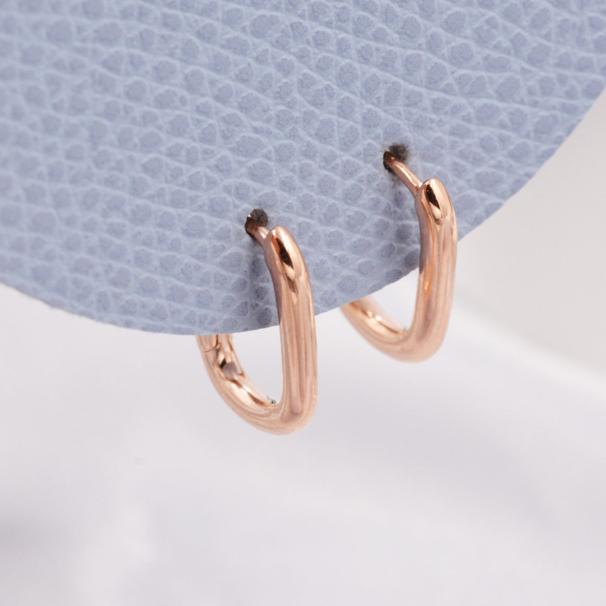 Pair of Mini Rectangular Hoop Earrings in Sterling Silver, Oval Hoop Earrings, Silver or Rose Gold, Square Hoop Earrings