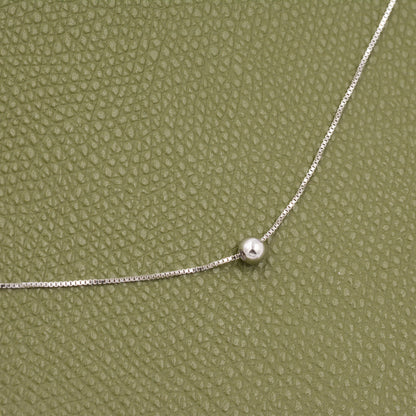 Single Bead Collar Necklace in Sterling Silver,  Minimalist Ball Choker Necklace, Simple Choker Necklace