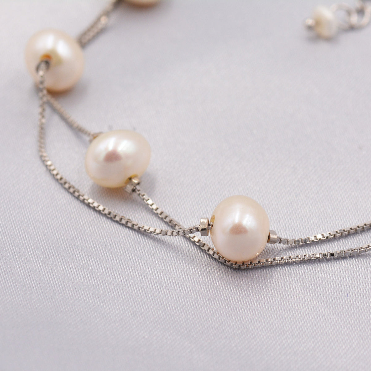 Double Layer Baroque Pearl Station Bracelet