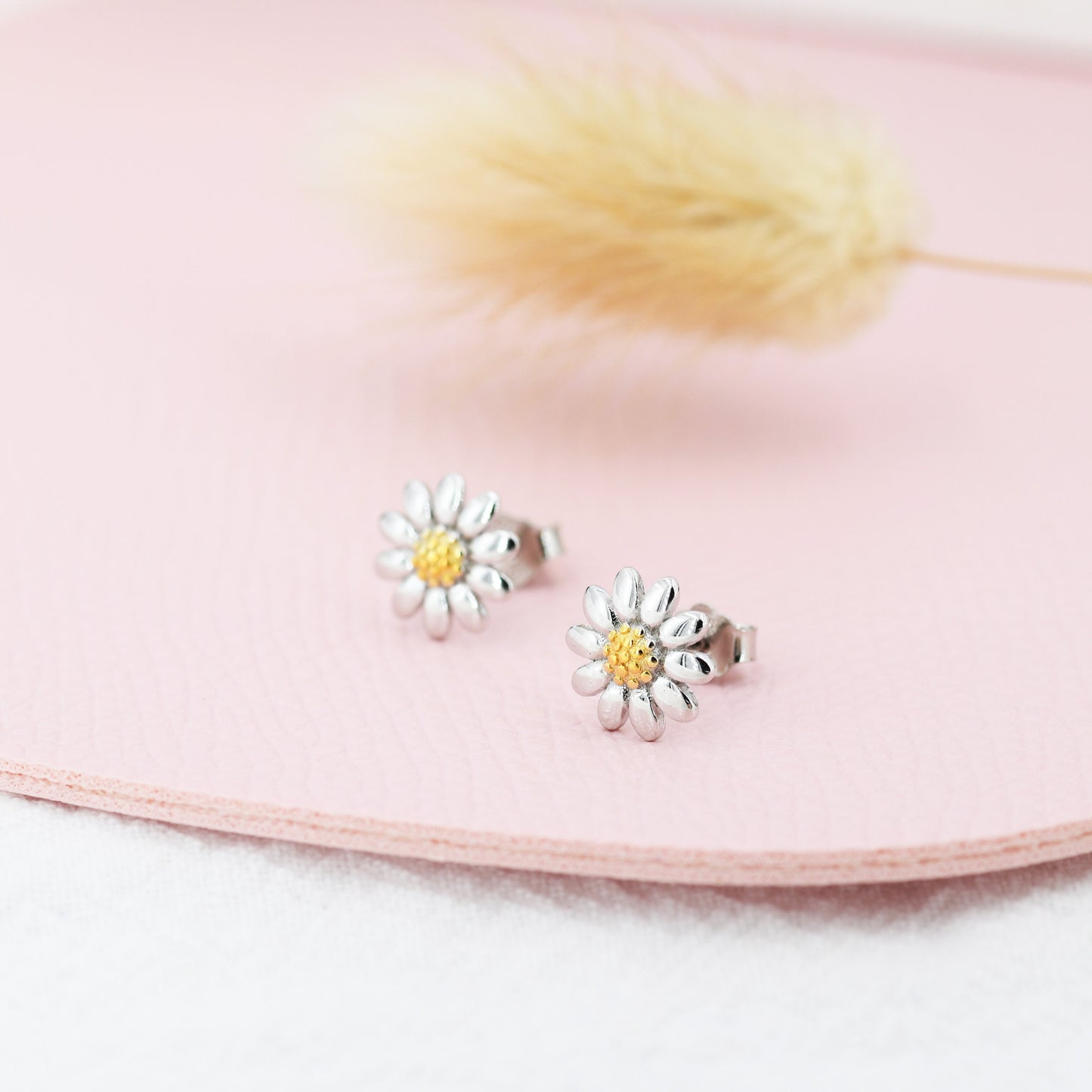 Sweet Daisy Stud Earrings in Sterling Silver, Silver and 18ct Gold, Flower Stud Earrings, Nature Inspired Floral and Plant Earrings