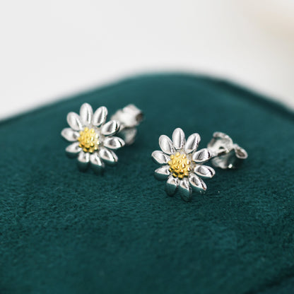 Sweet Daisy Stud Earrings in Sterling Silver, Silver and 18ct Gold, Flower Stud Earrings, Nature Inspired Floral and Plant Earrings