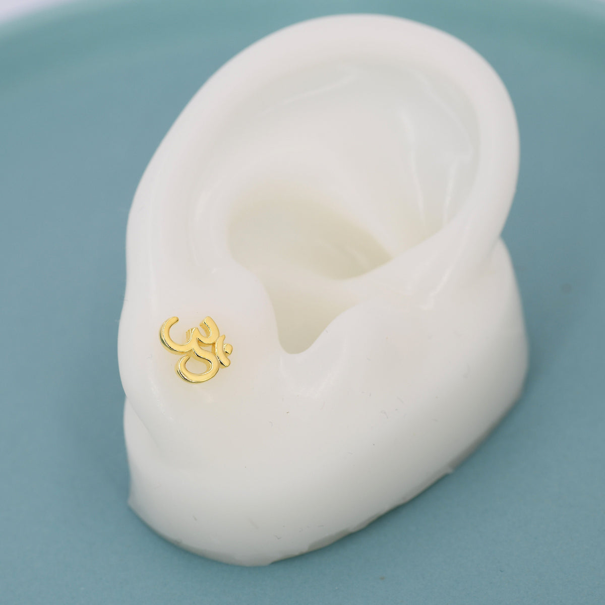 Om Stud Earrings in Sterling Silver, Silver or Gold, Buddhist Earrings, Meditation Earrings, Yoga Earrings