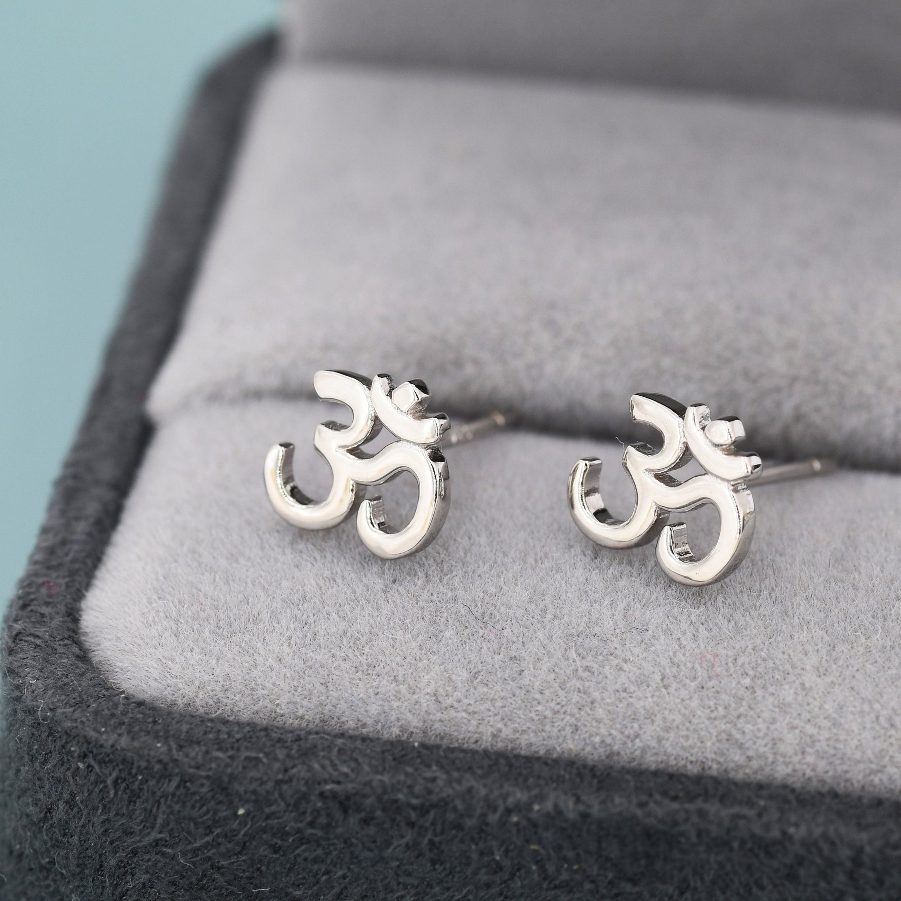 Om Stud Earrings in Sterling Silver, Silver or Gold, Buddhist Earrings, Meditation Earrings, Yoga Earrings