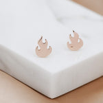 Fire Flame Stud Earrings in Sterling Silver, Silver, Gold or Rose Gold, Nature Inspired.