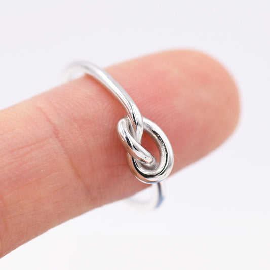 Sterling Silver Heart Knot Silver Ring, Stackable Ring, Infinity Ring,  Skinny and Delicate Ring US 6 - 8