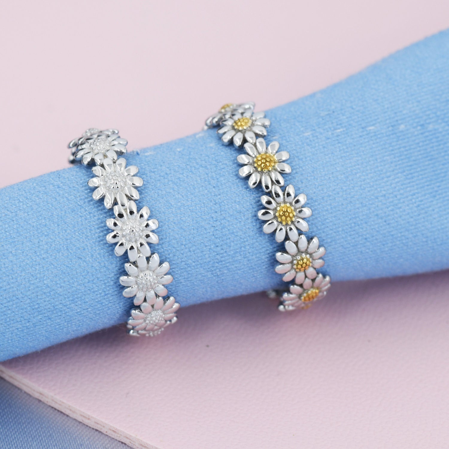 Sterling Silver Daisy Ring, Flower Infinity Band, Eternity Ring, Friendship Ring,  Nature Inspired Jewellery US 5 - 8