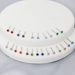 Tiny Birthstone CZ Stud Earrings