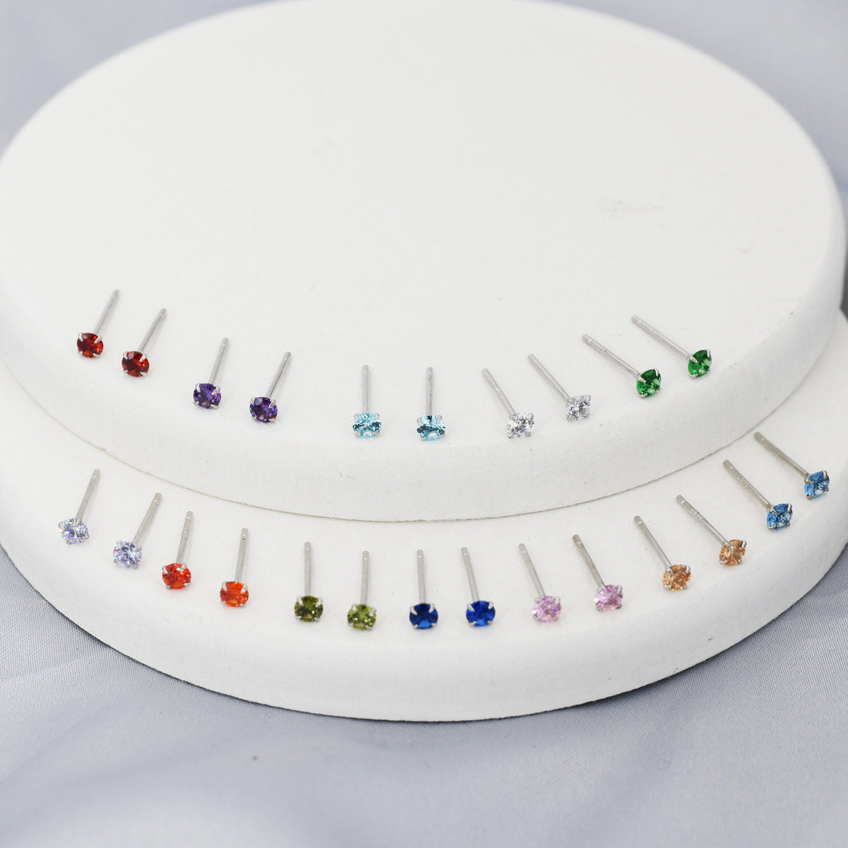 Tiny Birthstone CZ Stud Earrings