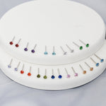 Tiny Birthstone CZ Stud Earrings