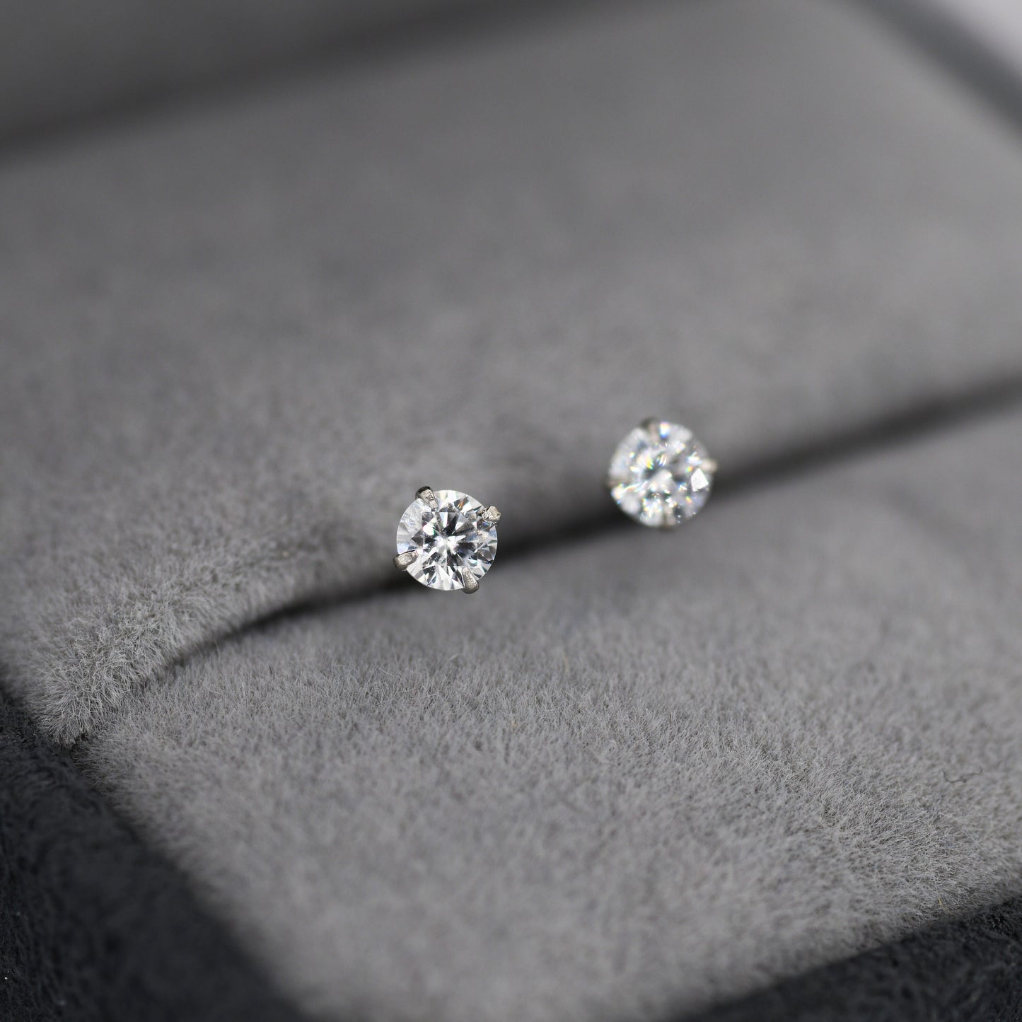 April Birthstone, Diamond Stud Earrings in Sterling Silver, Extra Tiny Crystal Stud, 3mm Birthstone CZ Earrings